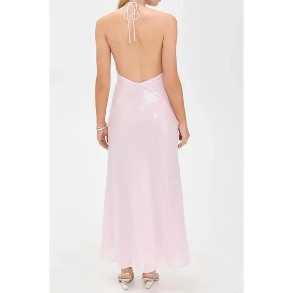 Anthropologie Bardot Aradia Sequin Halter Slip Dress Size 8 Light Pink Anthropologie Bardot Aradia Sequin Halter Slip Dress Size 8 Light Pink